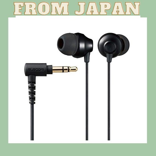 [直接日本] Elecom 立體聲耳機 運河型 φ3.5mm 快速音樂 F12C φ10.0mm 黑色 EHP-F12C