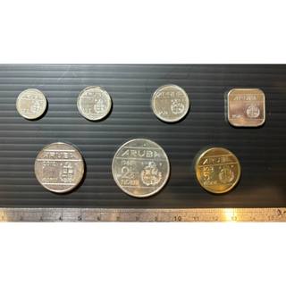 【超值硬幣】荷屬阿魯巴 5CENT~5Florin 錢幣七枚一組，珍罕~(98新~UNC)