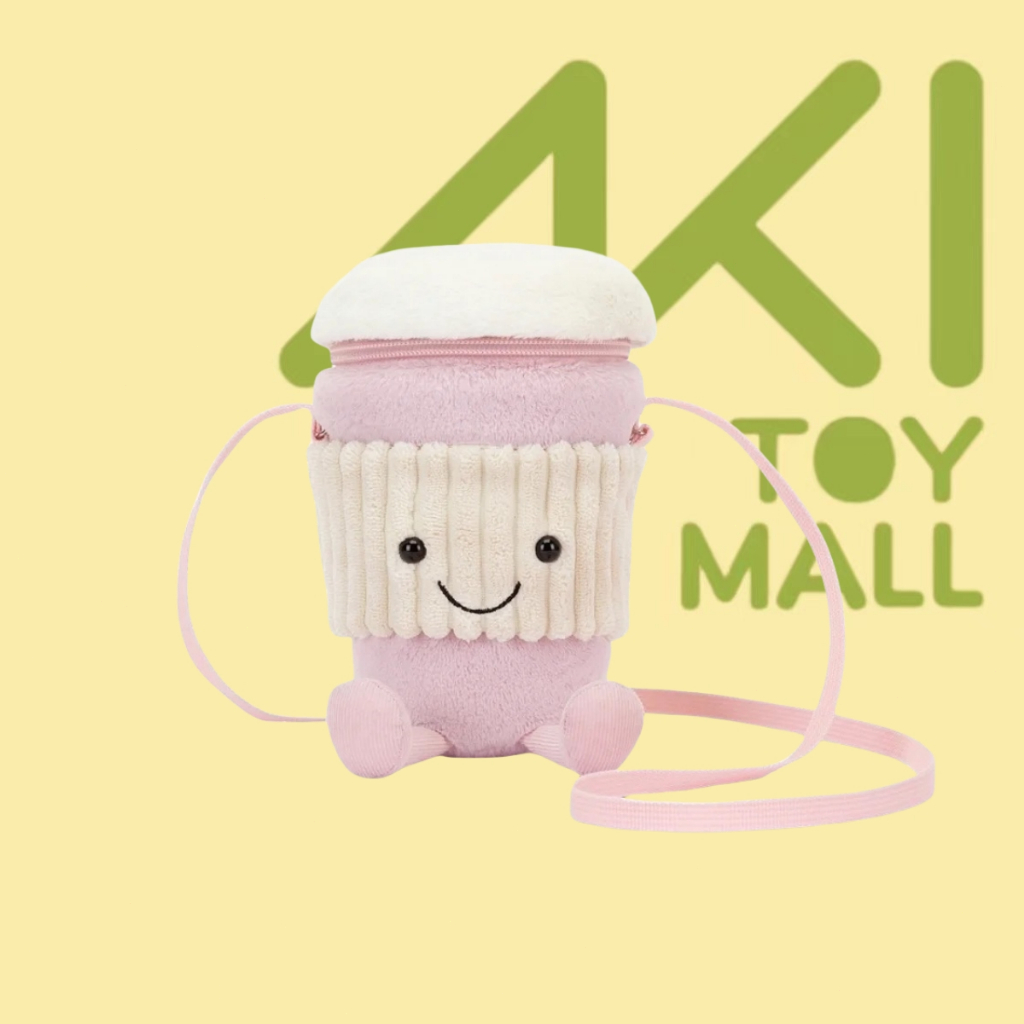 「AKI T🐣Y MALL」Jellycat 粉色咖啡包 粉色咖啡杯 斜挎包 單肩包 可愛 百搭 安撫 柔軟 禮物