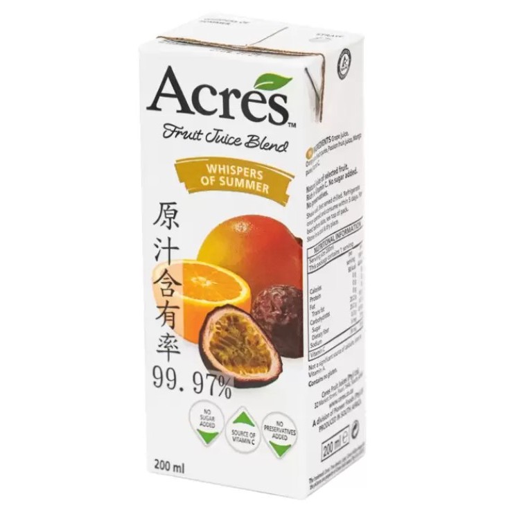 (現量) Acres 柳橙百香果綜合果汁  單瓶販售  200毫升 (期限:2024.12.08）