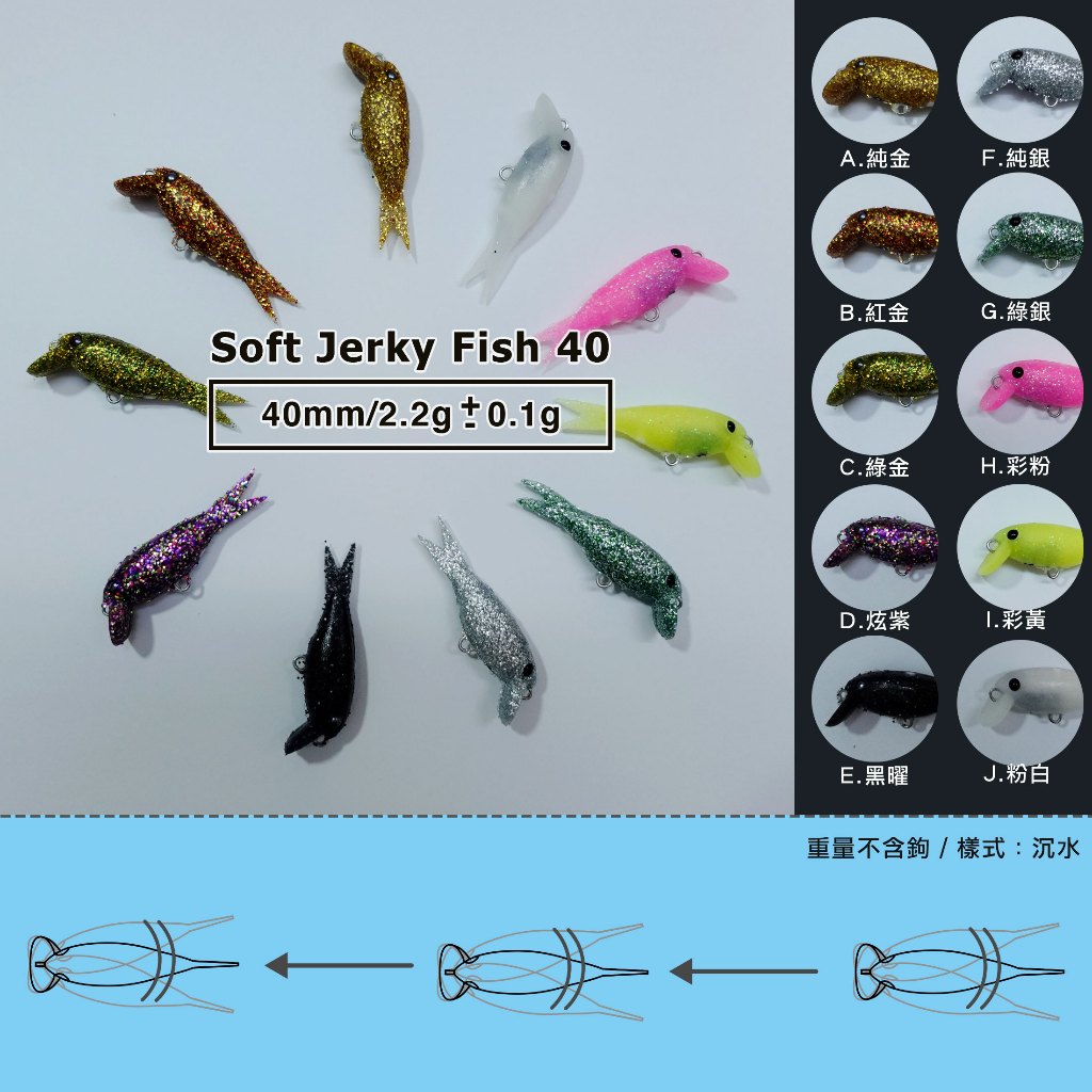 ［ 海賊路亞 ］軟膠搖擺米諾 40 / Soft Jerky Fish 40