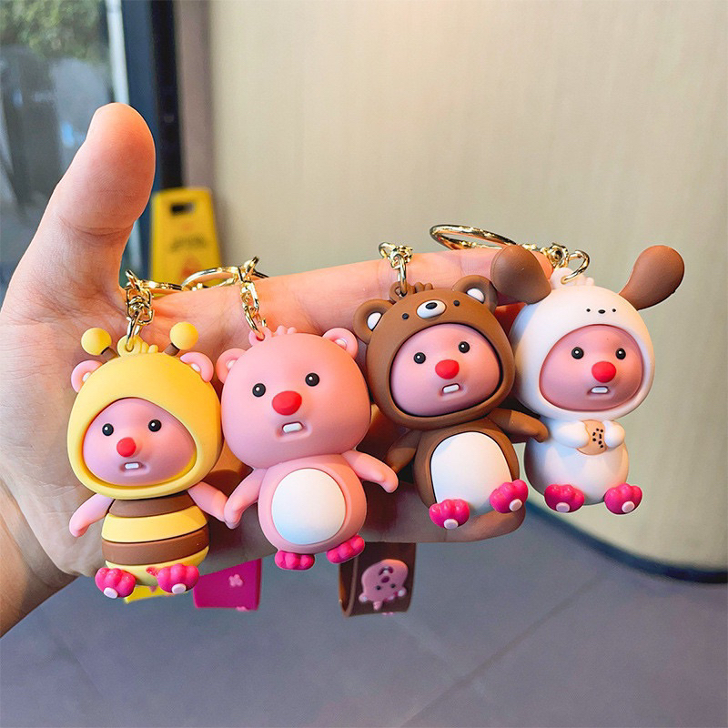 全新 現貨 韓國 Loopy 露比 海狸 矽膠 吊飾 鑰匙圈 公仔 擺飾 卡通 防水 水獺 小熊 動物 娃娃 玩偶 周邊