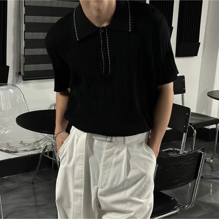 simple 韓國選品 反車線 螺紋布 鈕釦 高磅針織衫