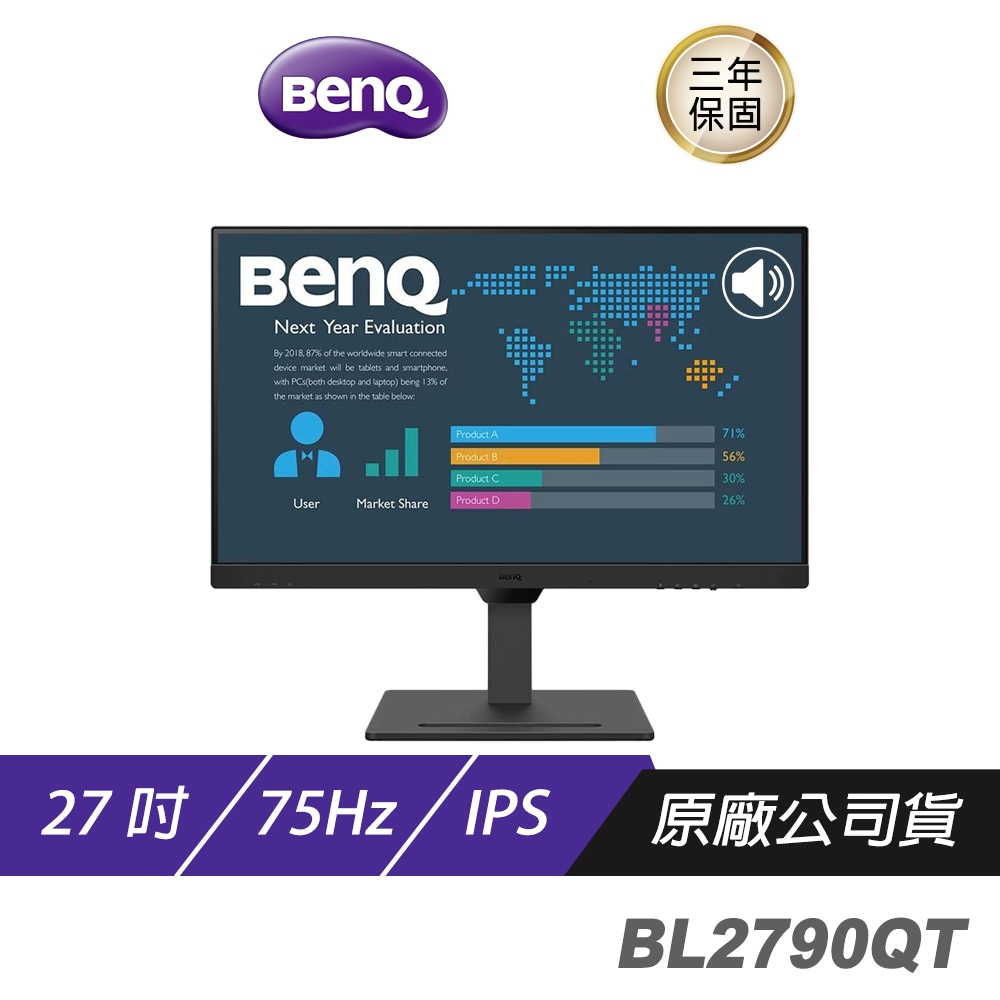 BenQ BL2790QT 27吋 影音護眼螢幕 不閃屏 內建喇叭 電腦螢幕 螢幕 顯示器