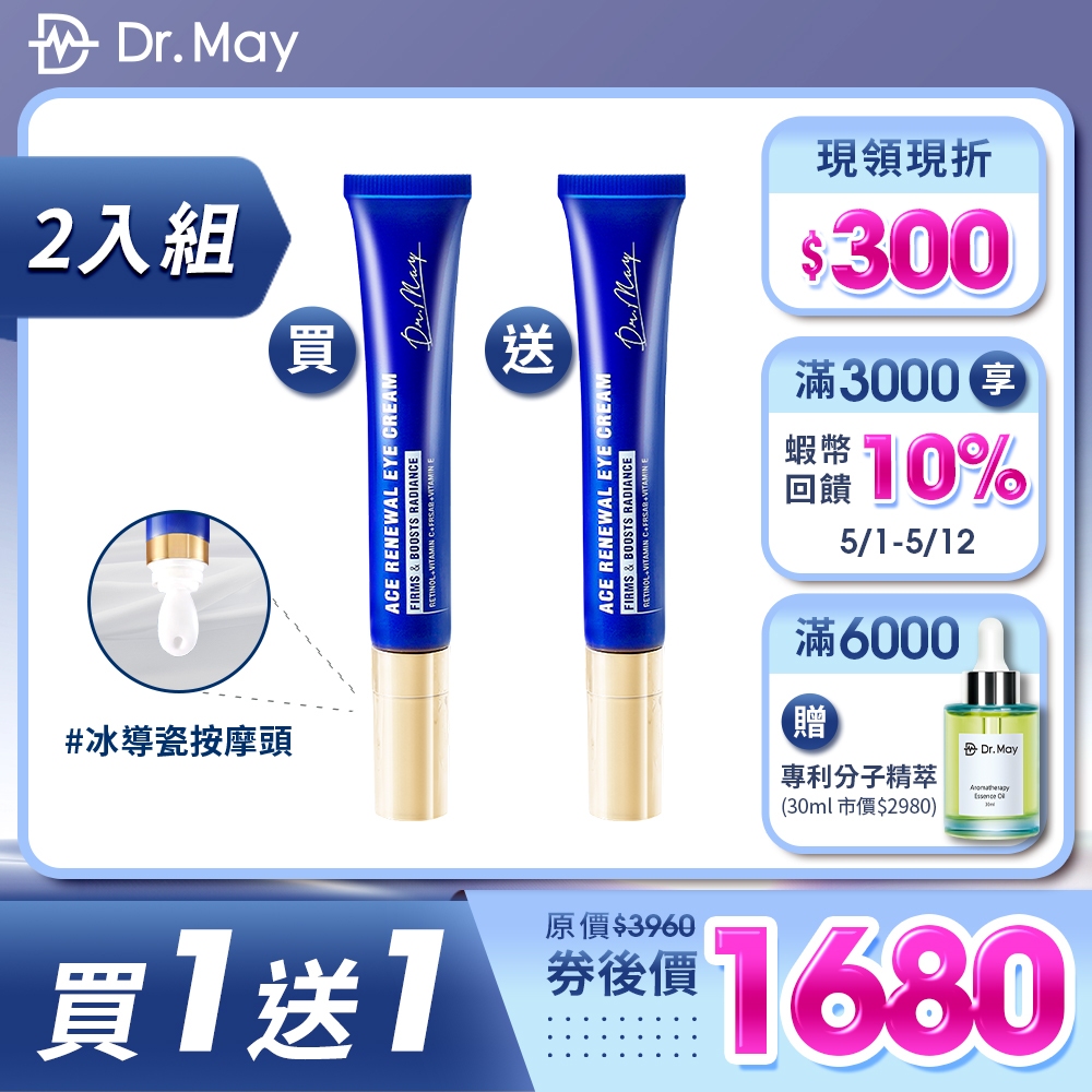 【Dr. May美博士】專業ACE撫紋藍熨斗A醇眼霜20ml x2 女人我最大節目推薦