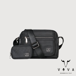 【寧寧精品】台中30年皮件店 VOVA 沃汎 高品質防潑水布橫式斜側背包 經典黑 VA128-S07-BK 男背包區
