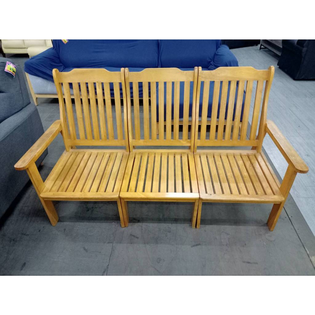 二手家具全省估價(集穎全新/二手家具)--簡單通風3人木椅組 木沙發組 長凳 SO-3050211