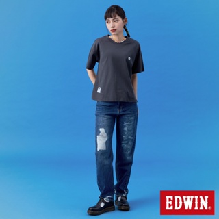 EDWIN BT21印花高腰丹寧錐形褲(石洗藍)-女款