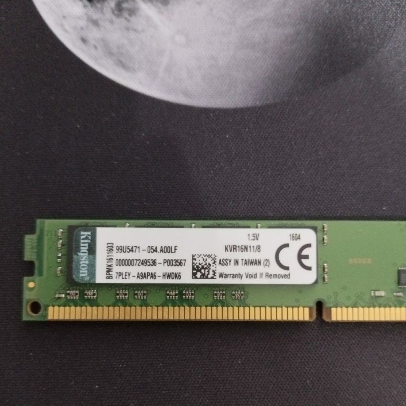 金士頓 記憶體DDR3_1600Mhz_8GB(KVR16N11/8)（二手良品 ）