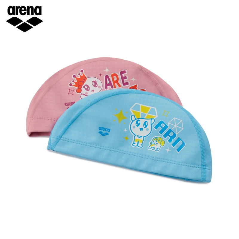 arena 阿瑞娜兒童PU泳帽女長髮印花男女童通用游泳帽 AMS0501 ASS2502