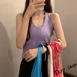 【DIFF】韓版小心機露背短版針織背心 背心 上衣 小可愛 女裝 衣服 短版上衣 短板上衣【V118】