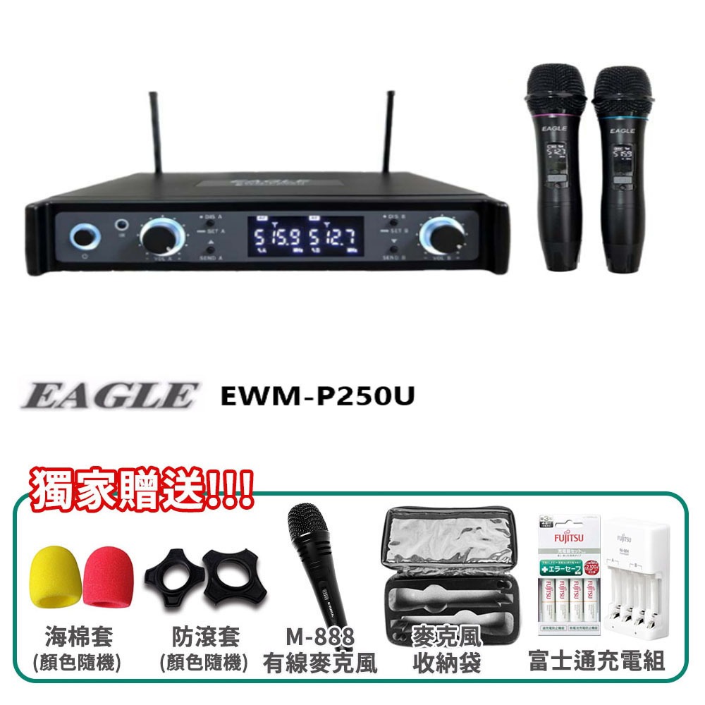 永悅音響 EAGLE EWM-P205U 自動選訊無線麥克風 贈五件組好禮 全新公司貨 歡迎+聊聊詢問