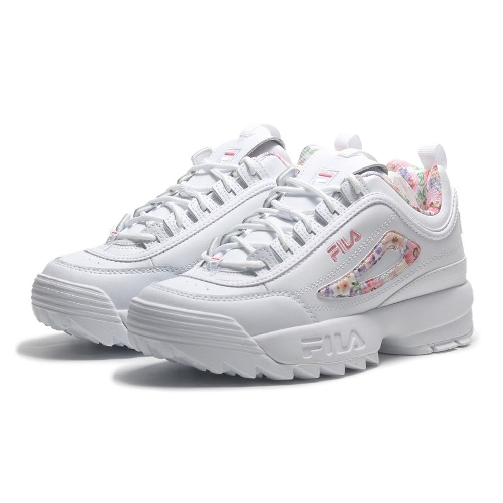 FILA 休閒鞋 老爹鞋 DISRUPTOR 2 白 花紋 復古 增高 女 5C111Y155