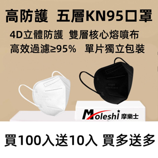 下殺1元 買100入送10入 高效防護KN95口罩 五層口罩 SGS認證 過濾95%立體口罩 獨立裝3D口罩4D成人口罩