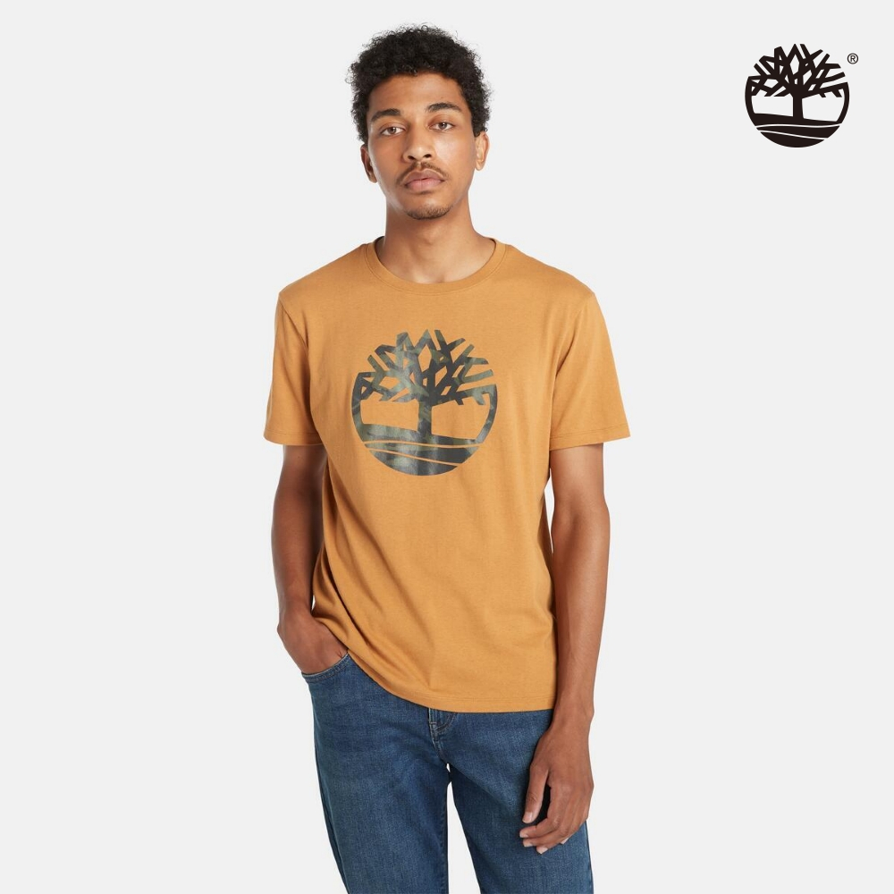 Timberland 男款小麥色迷彩短袖T恤|A2Q5QP47
