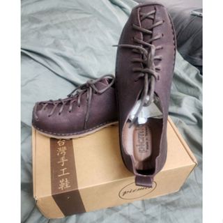<全新>皮克米手工皮鞋 MIT臺灣製 手工真皮鞋 氣墊休閒鞋(女款) - 瘋馬咖