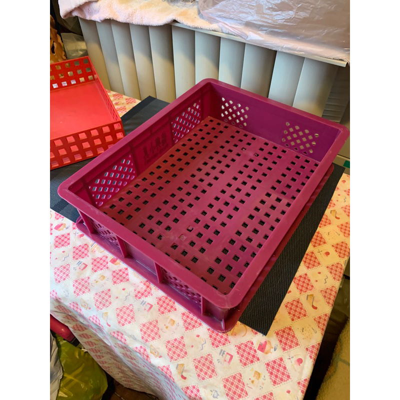 粉紅色/墨綠色 草莓籃無花果籃晾皂籃置物收納籃 台灣製塑膠籃可堆疊37*29*9公分