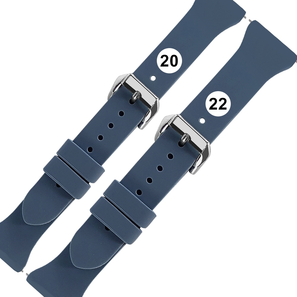 Watchband / 20.22mm / 各品牌通用 經典色系 快拆型 矽膠錶帶 霧藍色 ＃858-125T-MBE