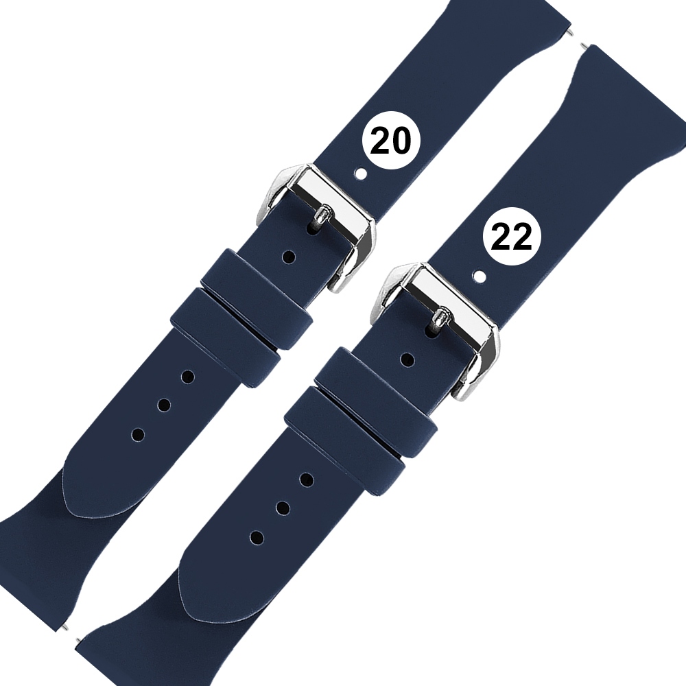 Watchband / 20.22mm / 各品牌通用 經典色系 快拆型 矽膠錶帶 海軍藍色 ＃858-125T-NBE