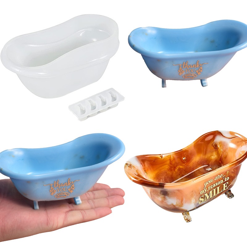 浴缸肥皂盒硅膠模具 diy水晶滴膠模具 環氧樹脂 手工收納盒托盤鏡面模具 石膏模具