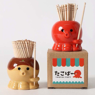 現貨 ∣日本製 DECOLE 章魚 牙籤罐 章魚燒 牙籤 陶瓷 小罐 收納罐