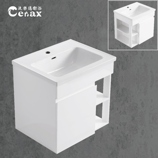 【CERAX洗樂適衛浴】60CM陶瓷面盆+PVC防水發泡板單門+側開放櫃(不含龍頭及配件)浴櫃 面盆 防水 浴室