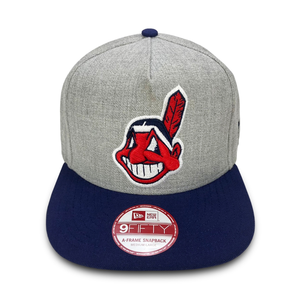 [稀有品] New Era Cleveland Indians 印地安人隊 菸灰色粗呢 後扣可調棒球帽Snapback