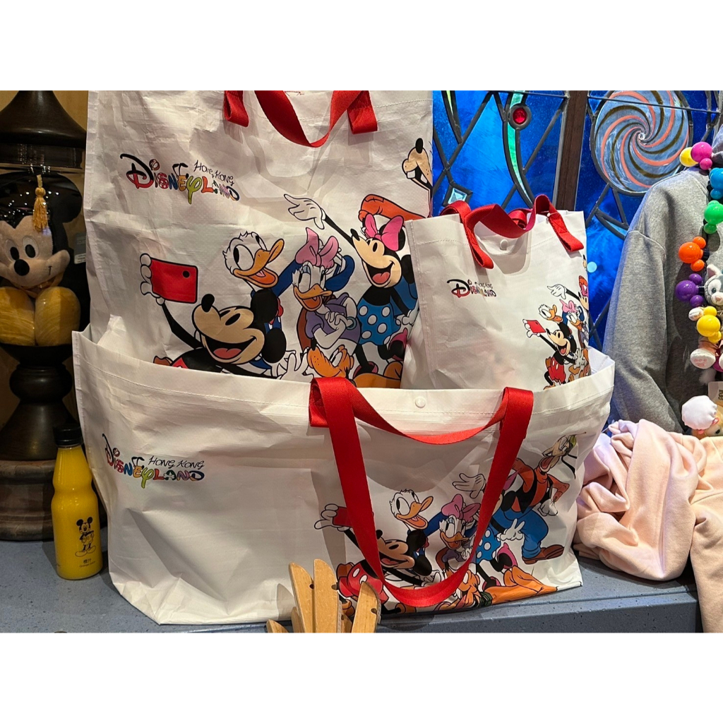 台灣現貨 香港迪士尼 購物袋 環保袋 達菲家族 米奇與朋友 傑克 冰雪奇緣 手提袋 單肩袋 耐用耐髒防水