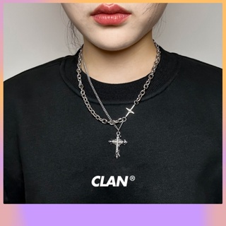 【CLAN】自製款 十字架項鏈 耶穌愛你 粗鏈條 疊戴 歐美風 個性配飾夏季 鈦鋼飾品 嘻哈項鍊