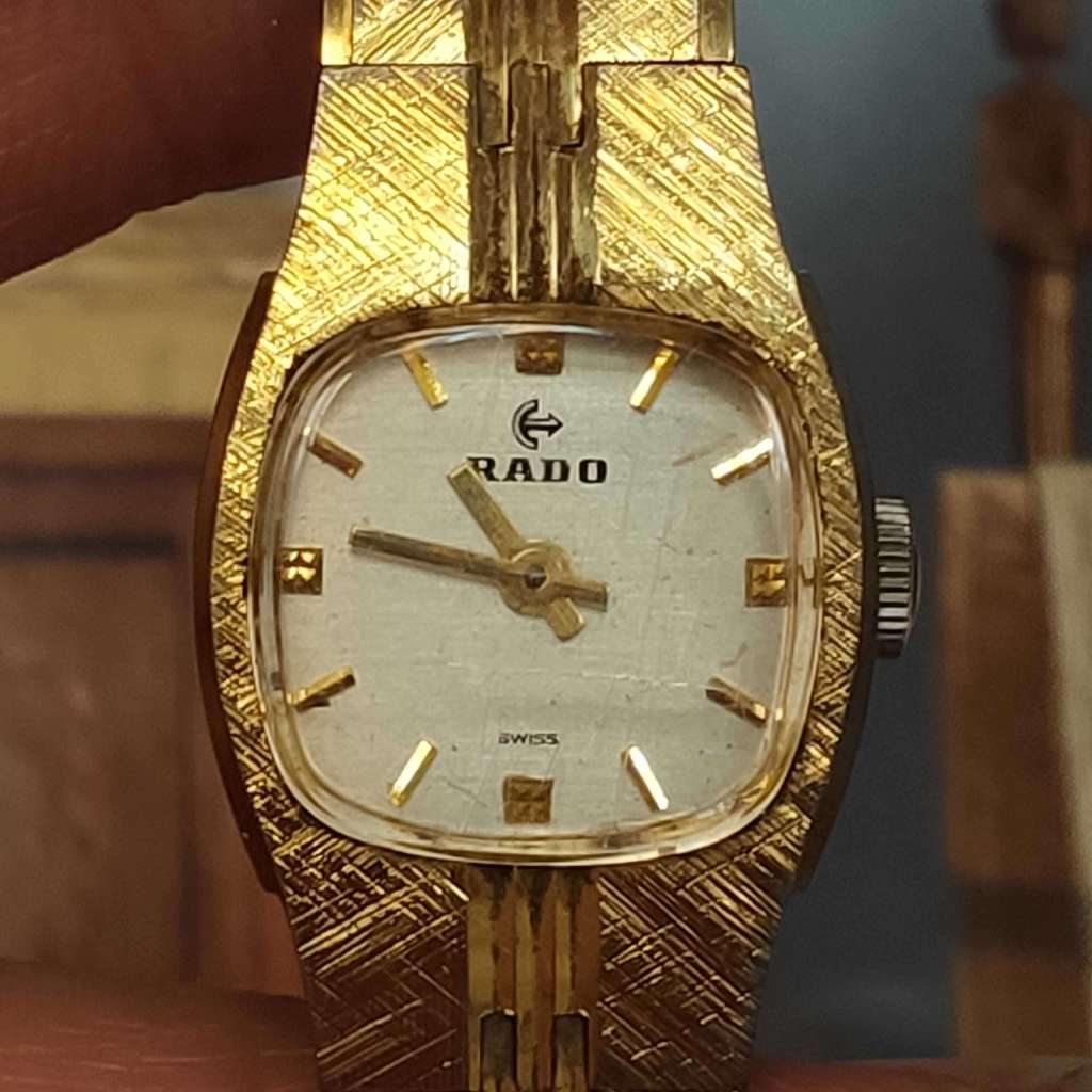 *二手 古董錶 RADO雷達金色方形手錶 包金雕花錶帶 687/G $5500