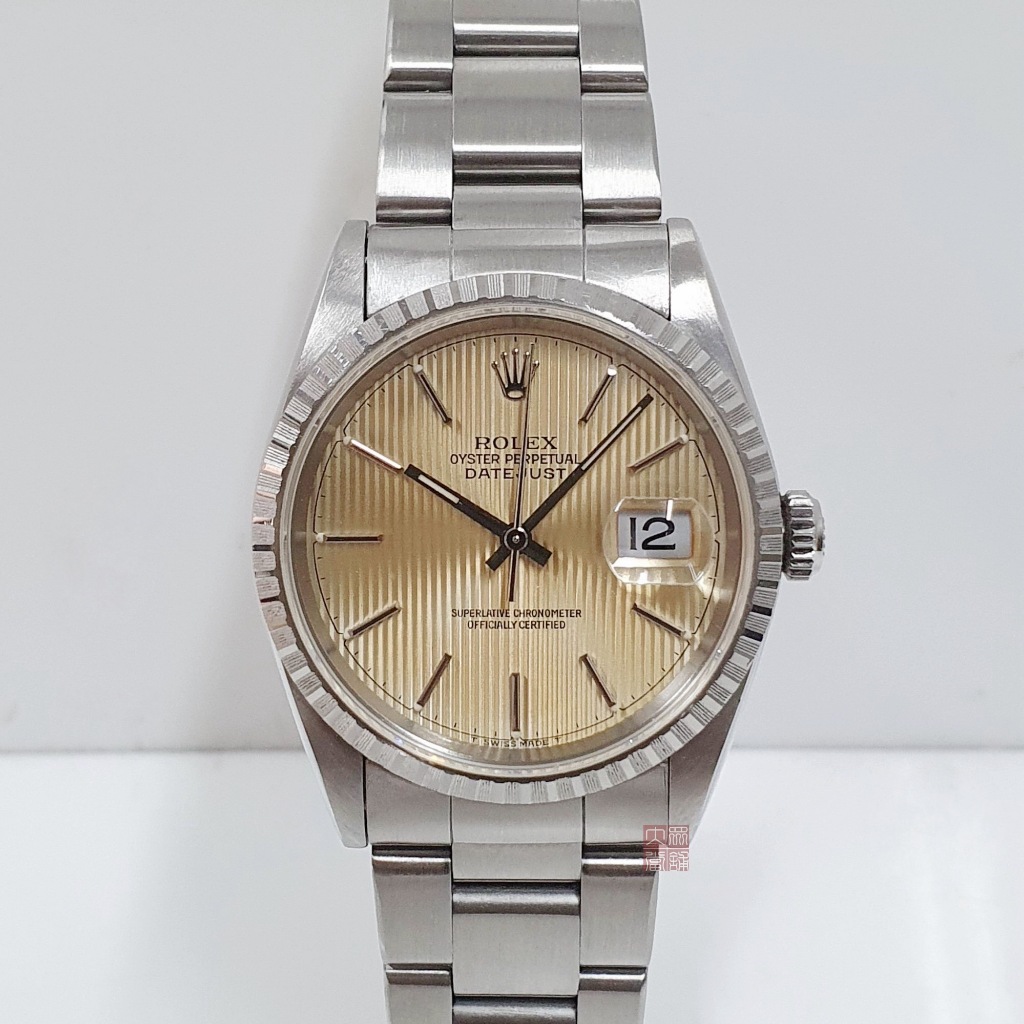 ROLEX勞力士 16220 Datejust 蠔式日誌 鐵道圈 直條紋面盤 錶徑36mm 自動上鍊 大眾當舖L701