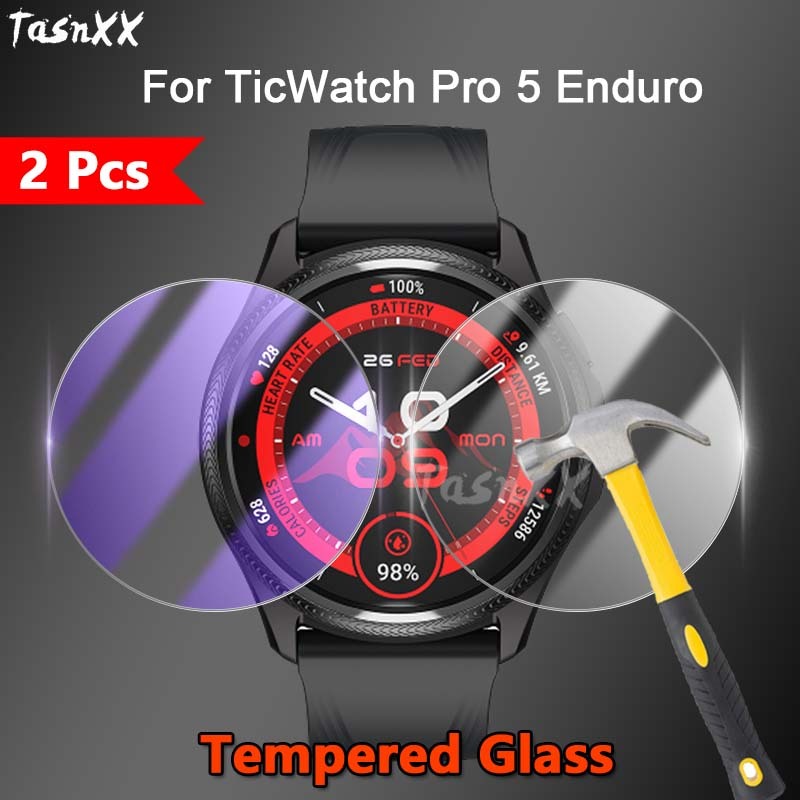 【2片裝】適用TicWatch Pro 5 Enduro手錶 2.5D高清防刮 防紫光護眼 9H高鋁鑽石鋼化玻璃保護貼膜