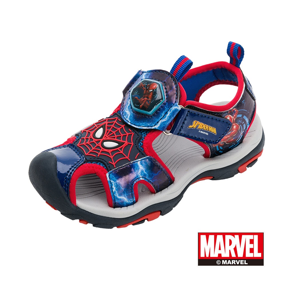 Marvel 漫威 蜘蛛人 童鞋 護趾電燈涼鞋 藍紅/MNKT45072/K Shoes Plaza