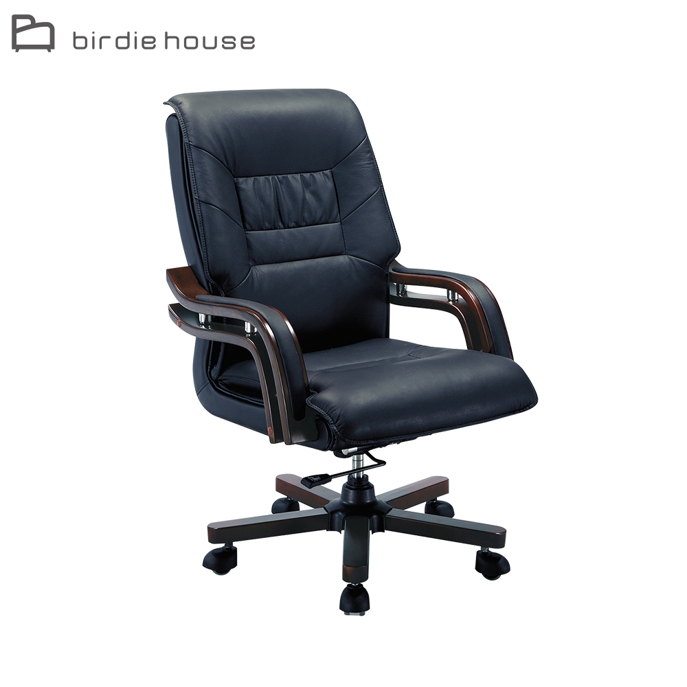 Birdie-B003黑色半牛主管椅/黑色半牛皮辦公椅
