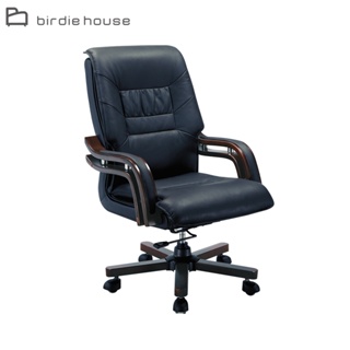 Birdie-B003黑色半牛主管椅/黑色半牛皮辦公椅