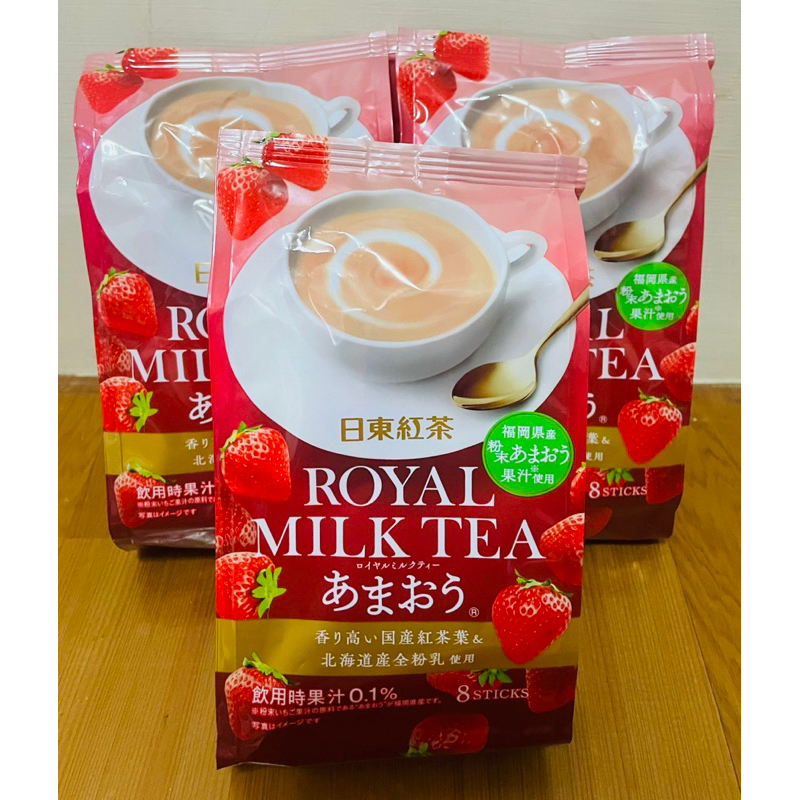 ✨日本代購 日東紅茶. 甘王草莓奶茶粉 （14g 8入）.效期新