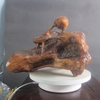 [玩古賞今]早期 精緻臺灣香樟木(純手工雕刻獨角仙*木雕)(701)‧招財開運擺件*祝大家發大財