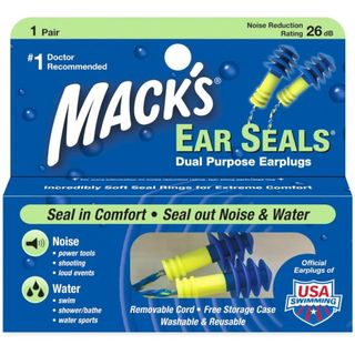 Mack's Ear Seals 游泳耳塞 1對2入 降噪26dB 有防丟繩 送收納盒 可重複使用 macks #11