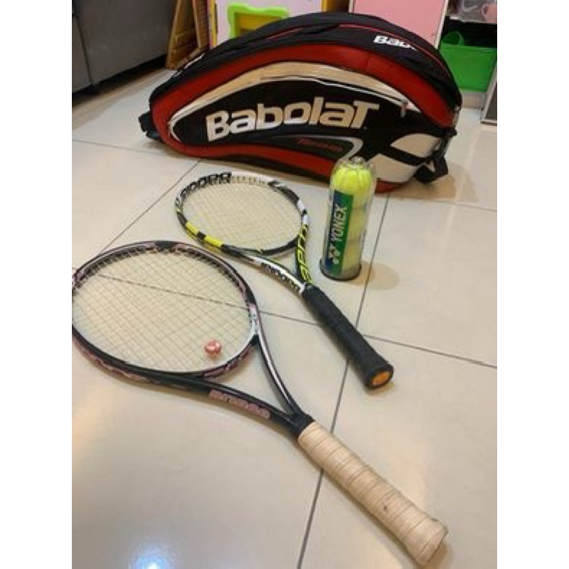 Babolat 雙網球拍+6拍網球袋 全套極新