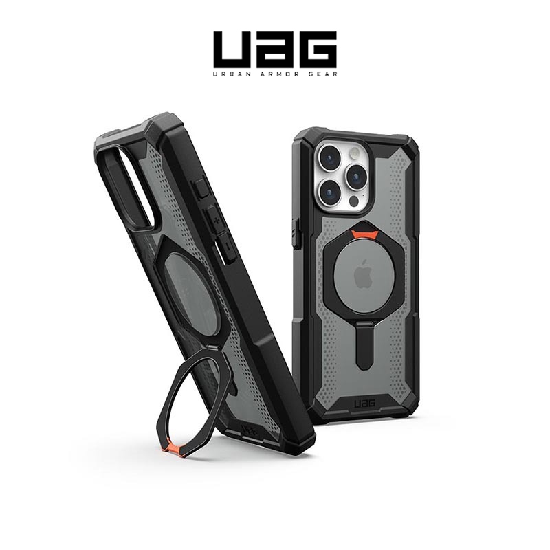 UAG▸iPhone 15 Pro/Pro Max(適用6.1/6.7吋)磁吸式耐衝擊支架保護殼-黑橘(MagSafe)