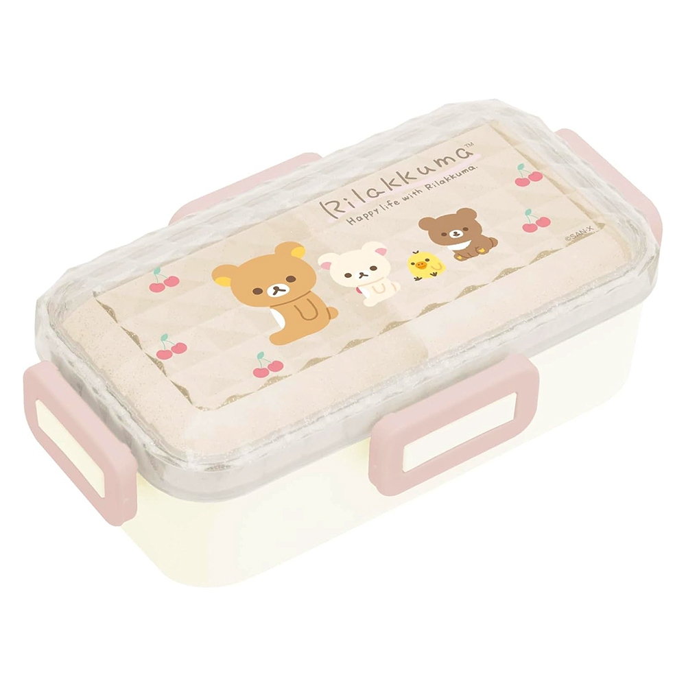 San-X 日本製 角落生物 可微波閃閃方型四扣便當盒 530ml 開學季 櫻桃 XS84983