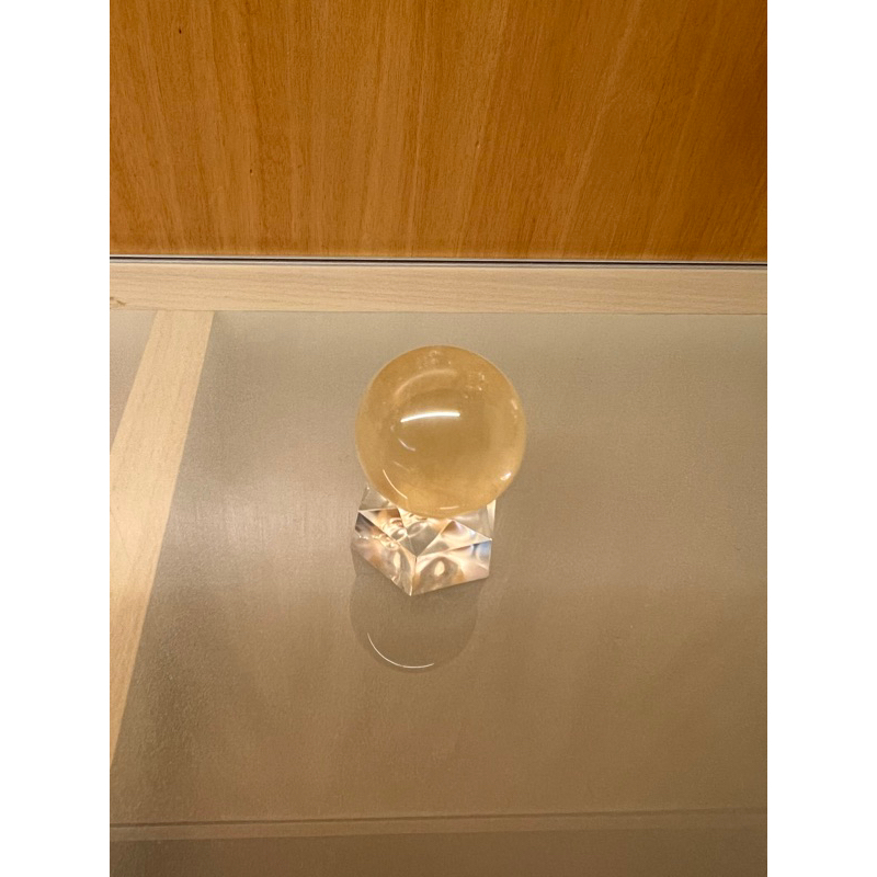 天然水晶 黃水晶 水晶球（附透明底座）（#324）