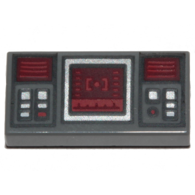 磚家 LEGO 樂高 深灰色 Tile 1x2 印刷 紅色 白色 按鈕 紅色螢幕 3069 3069pb0777