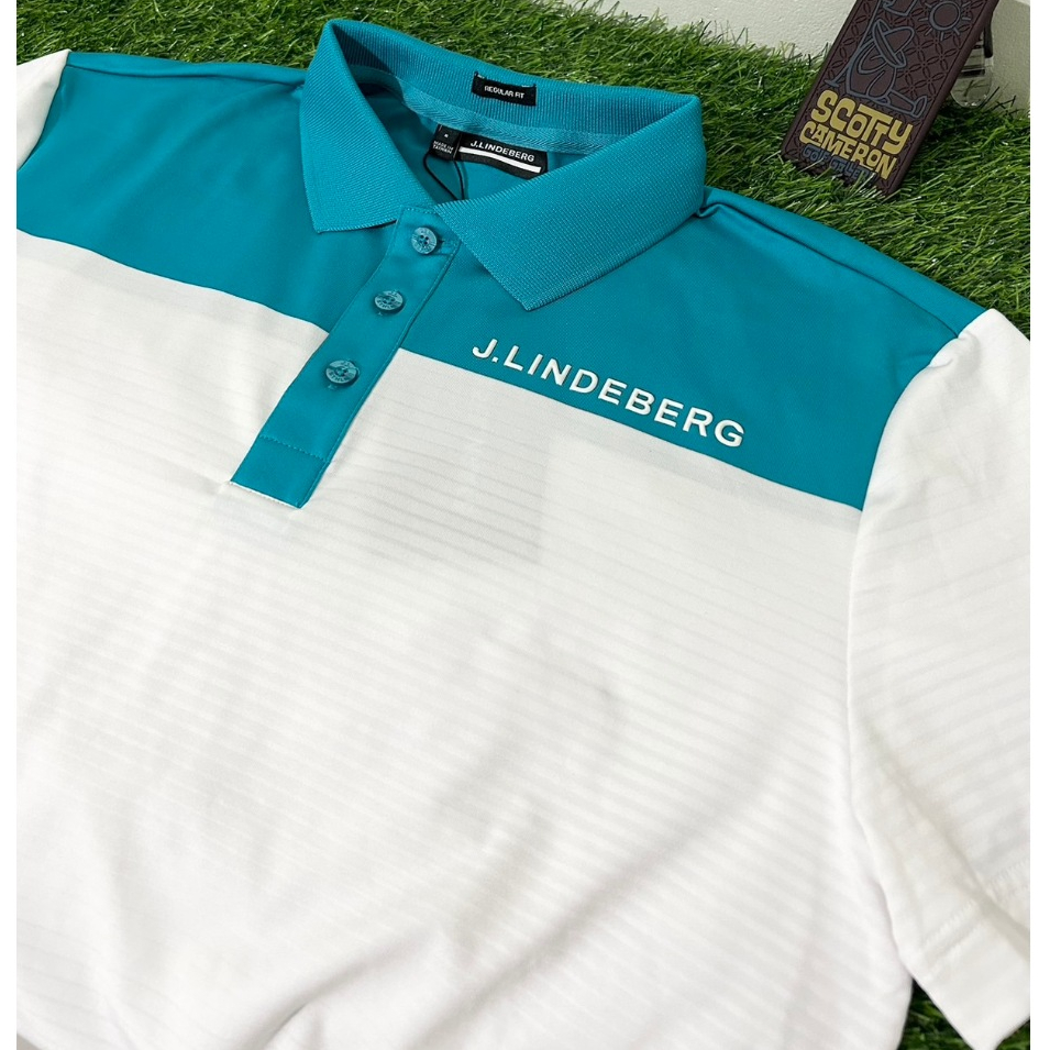 J.Lindeberg🌞 Rio 男立體織高爾夫短袖polo衫(琺瑯藍)