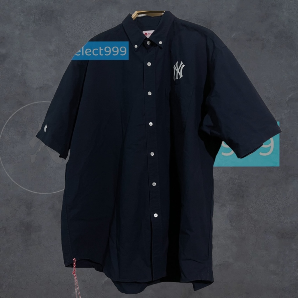 Beams Japan x MLB 刺繡 廓形 紅繩 寬鬆 五分 短袖 襯衫