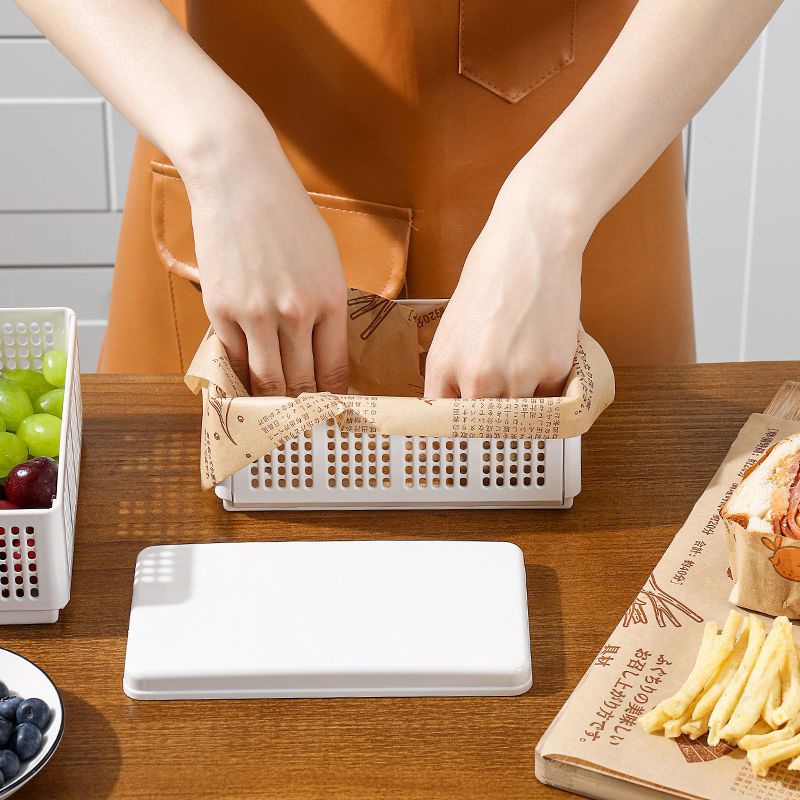 日本三明治收納盒可折疊耐高溫微波爐加熱麵包盒廚房水果瀝水盒子