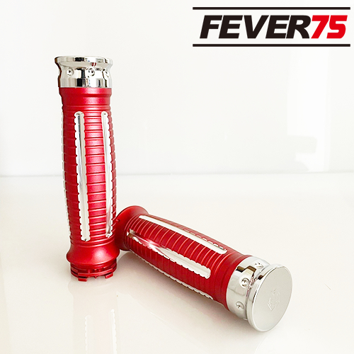Fever75 哈雷CNC傳統拉線式油門把手套 手榴彈造型絲絨紅款