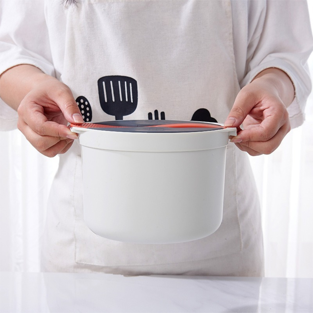 『茉立家居』微波爐專用蒸飯盒食品級PP免電鍋蒸菜盒微波煮飯煮湯盒
