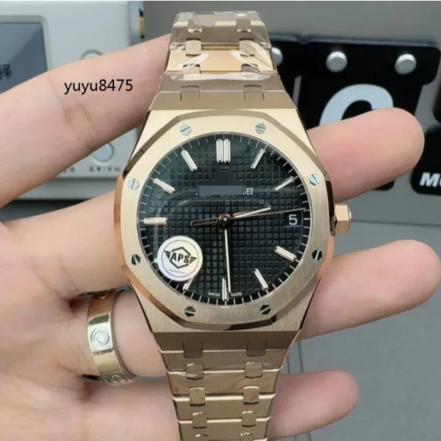 aps廠皇家橡樹15500玫瑰金41mm4302一體機芯實拍運動男士手錶防水計時全自動上鏈機芯手錶男腕錶高端腕錶