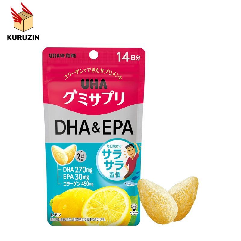 UHA味覺糖 DHA和EPA 軟糖補充品 14天供應 檸檬口味【日本直送100%正品】